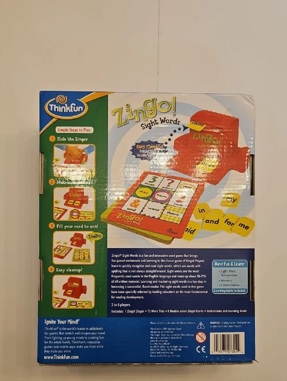ThinkFun Zingo! Sight Words Kids Game Pre-k - 1 Like new